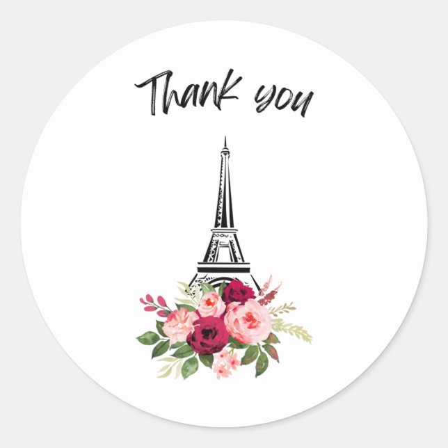 Sticker Rond Merci les roses de Paris (Devant)