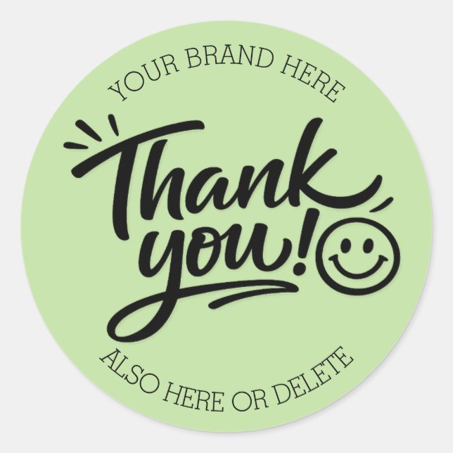 Sticker Rond « Merci ! » lettrage moderne avec smiley (Devant)