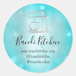 Sticker Rond Merci Logo Cuisine Cuisine Boulangerie Bleu Gris