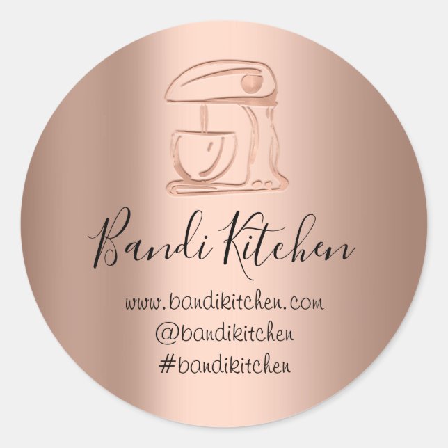 Sticker Rond Merci Logo Cuisine Cuisine Boulangerie Rose or (Devant)