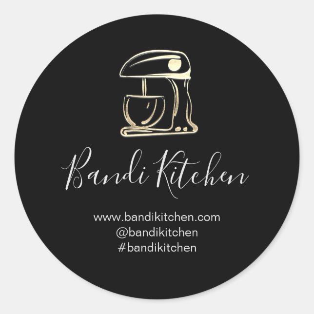 Sticker Rond Merci Logo Cuisine Cuisine Chef boulangerie Noir (Devant)