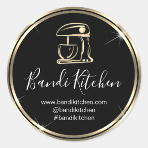 Sticker Rond Merci Logo Cuisine Cuisine Chef Gold Frame
