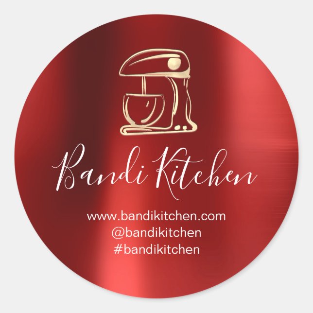 Sticker Rond Merci Logo Cuisine Cuisine Chef Gold Red (Devant)