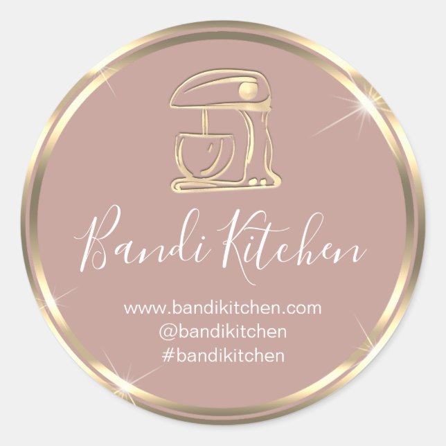 Sticker Rond Merci Logo Cuisine Cuisine Chef Rose Gold (Devant)