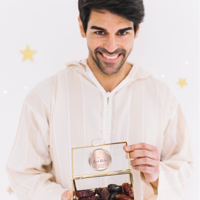 Sticker Rond Merci Logo Cuisine Cuisine Chef Rose Gold Elegant (Thank Logo Kitchen Cooking Chef Rose Gold Elegant Classic Round Sticker)