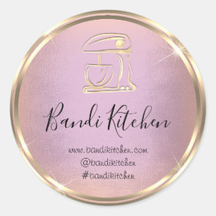 Sticker Rond Merci Logo Cuisine Cuisine Chef Rose Gold Frame