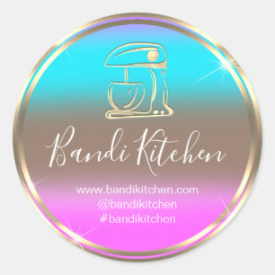 Sticker Rond Merci Logo Cuisine Cuisine Chef Rose Pink Shop