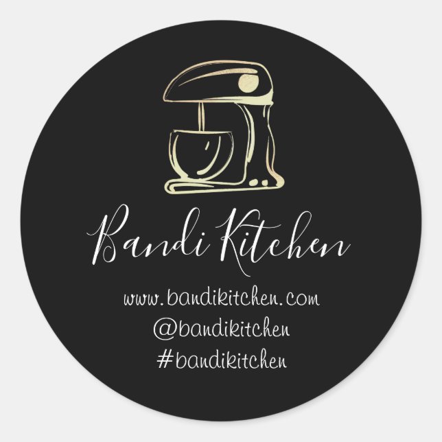 Sticker Rond Merci Logo Cuisine Cuisine Mixer Gold Sweets (Devant)