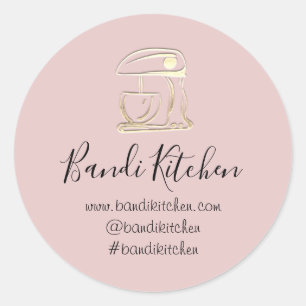 Sticker Rond Merci Logo Cuisine de cuisine Robot Rose Or