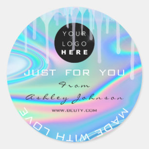 Sticker Rond Merci Logo D'Entreprise Holographe Fabriqué Avec A