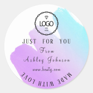 Sticker Rond Merci Logo Fabriqué Avec Amour Rose Purple Ombre