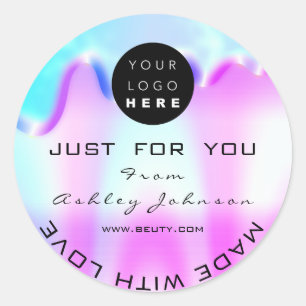 Sticker Rond Merci Logo Holographe Fabriqué Avec L'Amour Vip Ro