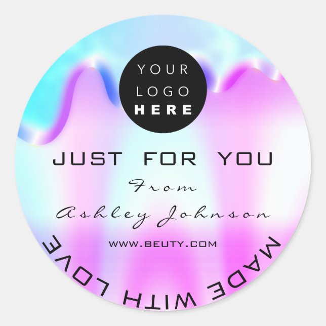 Sticker Rond Merci Logo Holographe Fabriqué Avec L'Amour Vip Ro (Devant)