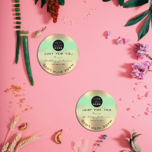 Sticker Rond Merci Logo Holographe Made Green Gold Ombre