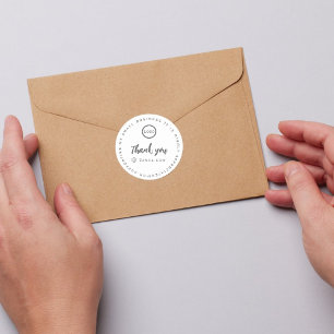 Sticker Rond Merci logo personnalisé nom petite entreprise Stic