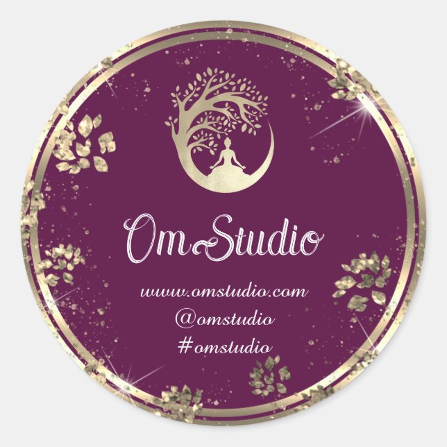 Sticker Rond Merci Logo Yoga Mindfulness Shop Gold Purple (Devant)