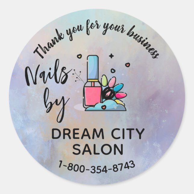 Sticker Rond Merci Manicure Salon d'onglerie Petite Entreprise (Devant)