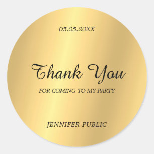 Sticker Rond Merci manuscrit Texte Glam Gold Chic