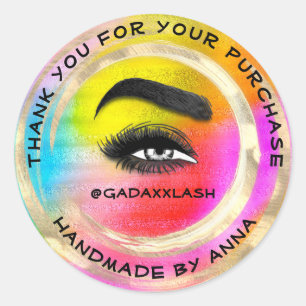 Sticker Rond Merci Maquillage Artiste Lash Bright Holographe
