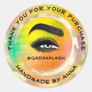 Sticker Rond Merci maquillage Artiste Lash Holographe Or