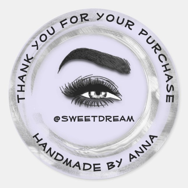 Sticker Rond Merci Maquillage Artiste Lash Nettoyant Purple (Devant)