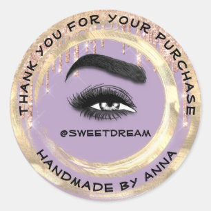 Sticker Rond Merci Maquillage Artiste Lash Nettoyant Purple
