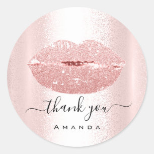 Sticker Rond Merci maquillage Kiss Lips Parties scintillant