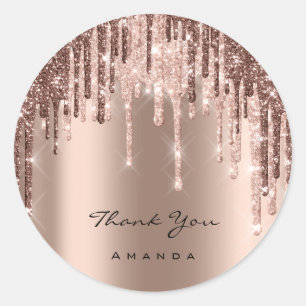 Sticker Rond Merci Mariage 16e Parties scintillant Rose nuptial