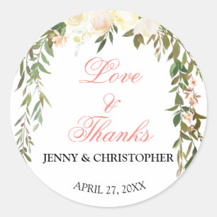 Sticker Rond Merci Mariage d'arche florale romantique