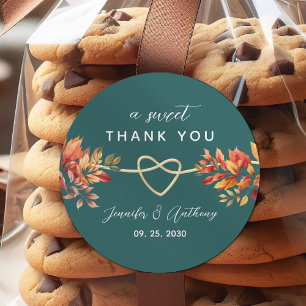 Sticker Rond Merci Mariage de automne turquoise