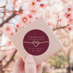 Sticker Rond Merci Mariage de Bourgogne<br><div class="desc">Express votre gratitude dans le style avec notre Sticker en Merci Simple Bourgogne. Dotés d'un coeur de corde or chic, ces autocollants ajoutent une touche d'élégance moderne à vos faveurs de mariage. Parfaits pour transmettre grâce à la simplicité et à la sophistication, ils sont la touche finale idéale à votre...</div>
