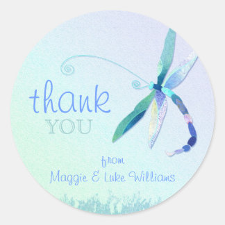 Sticker Rond Merci Mariage de la dragonfly bleue