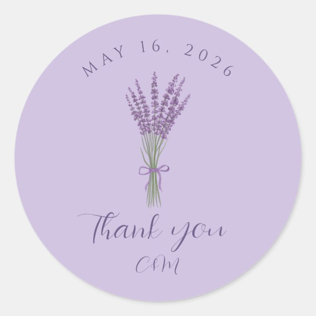 Sticker Rond Merci Mariage de lavande (Devant)