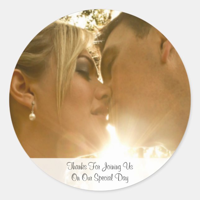 Sticker Rond Merci Mariage de  photo (Devant)