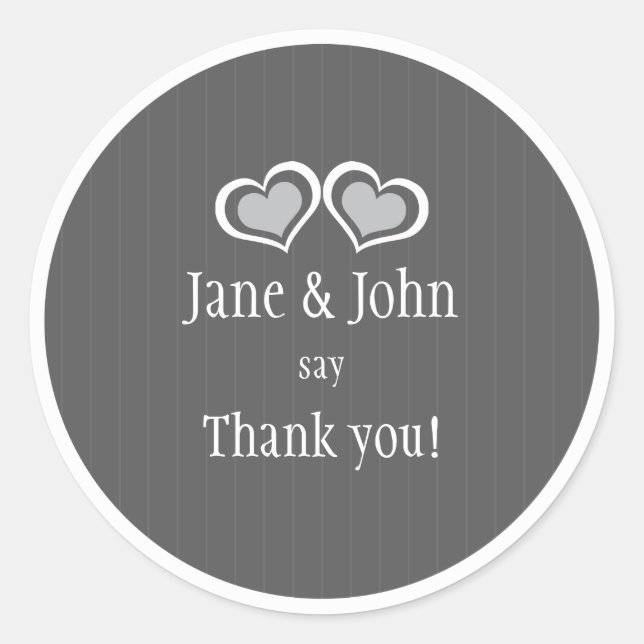 Sticker Rond Merci Mariage des coeurs (Devant)