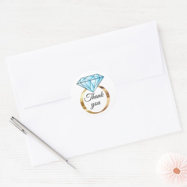 Sticker Rond Merci Mariage Diamond (Enveloppe)