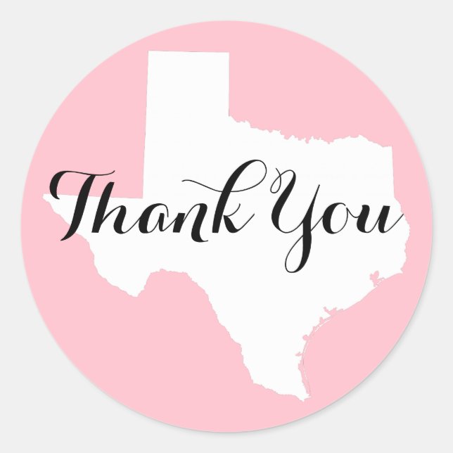 Sticker Rond Merci Mariage du Texas rose blanc et noir (Devant)