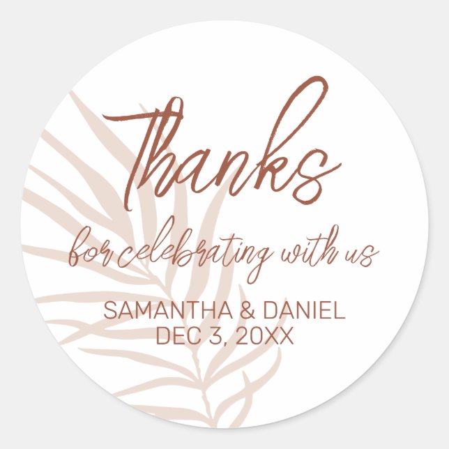 Sticker Rond Merci Mariage en terre cuite Boho (Devant)
