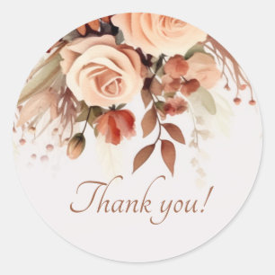 Sticker Rond Merci Mariage en terre cuite fleurie