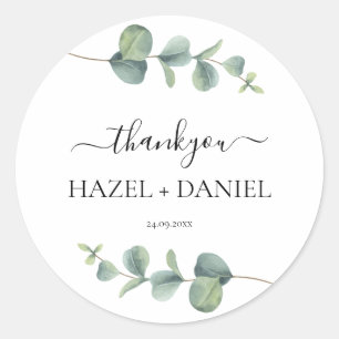 Sticker Rond Merci Mariage Eucalyptus