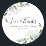 Sticker Rond Merci Mariage Eucalyptus<br><div class="desc">**VEUILLEZ LIRE AVANT DE COMMANDER** Si vous modifiez la forme ou la taille ou choisissez un autre produit et que le design est recadré de quelque façon que ce soit ou ne semble pas sur la page, vous devrez utiliser le service de design en direct pour que quelqu'un vous adapte...</div>