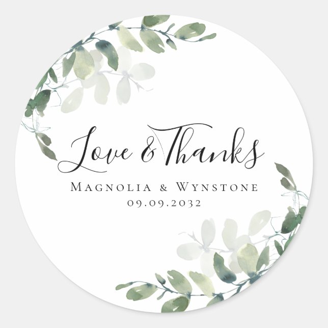 Sticker Rond Merci Mariage Eucalyptus (Devant)