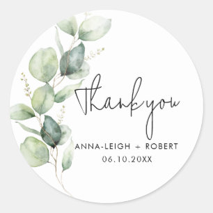 Sticker Rond Merci Mariage Eucalyptus