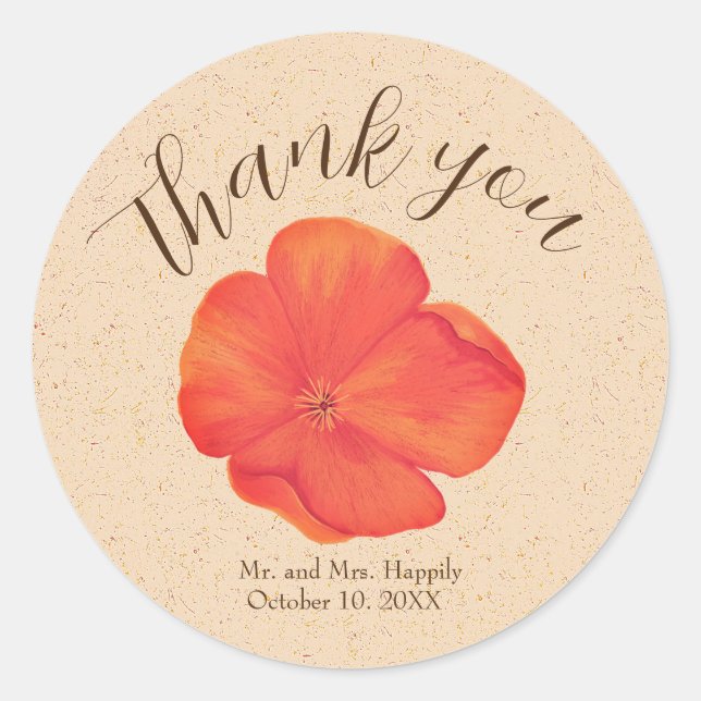 Sticker Rond Merci Mariage floral Boho (Devant)