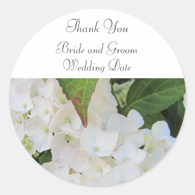 Sticker Rond Merci Mariage Hydrangea blanc (Devant)