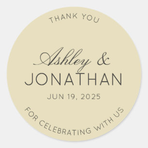 Sticker Rond Merci Mariage minimaliste moderne
