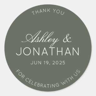 Sticker Rond Merci Mariage minimaliste moderne