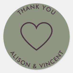 Sticker Rond Merci Mariage minimaliste Sage vert