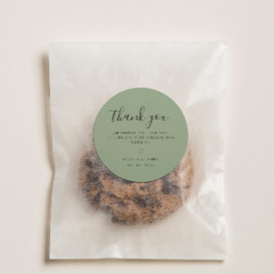 Sticker Rond Merci Mariage minimaliste simple Sage Green