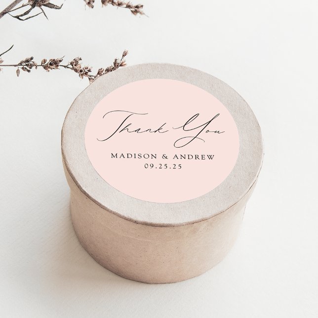 Sticker Rond Merci Mariage moderne élégant (Créateur téléchargé)